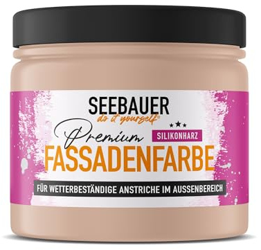 SEEBAUER diy Silikonharz-Fassadenfarbe Rot 300ML für Außen (No. 302 Apricot Dream) Selbstreinigende Fassadenfarbe mit Lotuseffekt - Geeignet für Putz, Mauerwerk und Beton