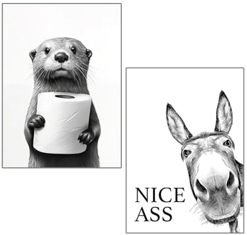 Artspherees Poster Badezimmer 2 Stück WC Bilder Deko Posters Bild Badezimmer für Toilette Witzige und Humorvolle Bilder für Toilette Waschraum Deko 21×30 cm Ungerahmt