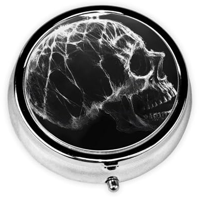 WZYWHJ Charcoal Holographic Printing Circular Medicine Box Storage, Portable Travel with compartments, mini Pill Dispenser