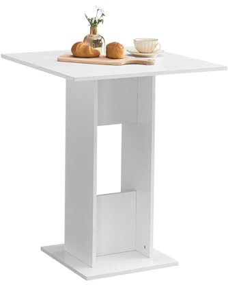 ZZINOKE Moderner Kleiner Esstisch, Küchentisch Klein, Esszimmertisch, Esstisch 2 Personen, geeignet für Esszimmer/Wohnzimmer/Schlafzimmer/Büro/Café/Bar, Weiß 65×65×78cm