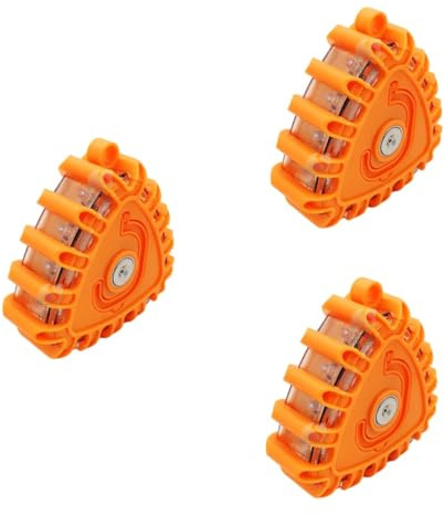 WEKADRIN 3 Piezas Luz Emergencia Coche Homologada Dgt Triángulo LED Rotativo Naranja con Imán Gancho y Resistencia al Agua para Señalización Vial