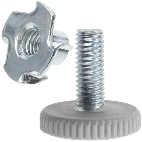 AERZETIX - Kit de 4 Pies Niveladores Regulables M8 + 4 Tuercas de Garra M8x11 | Acero y Plástico | Accesorios de Montaje para Muebles de Madera