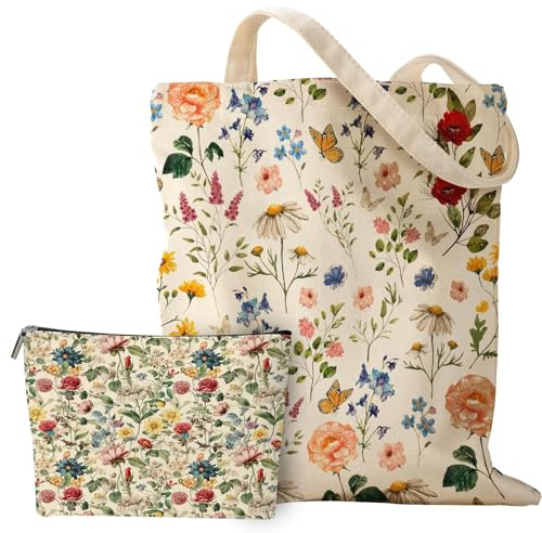 ZXTGBQ Borsa Tote in Tela, Borsa Shopper Donna, Tote Bag con Tasca, Regali per Donna, Amica, Damigella d'onore, Compleanno