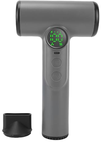 CCYLEZ Secador de Cabello Inalámbrico, Secador de Soplado con Batería Recargable, Configuración de 100 Calor y Velocidad 30000 Rpm con Pantalla Digital y Función de Memoria, para (gris oscuro)