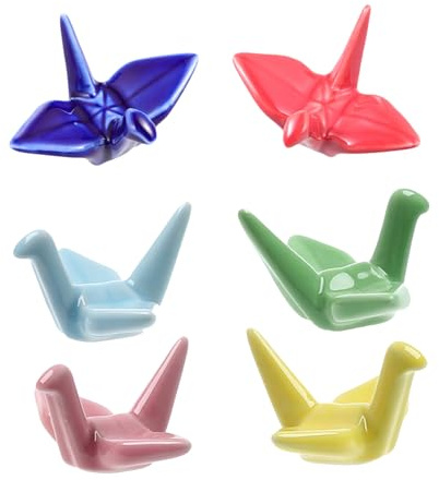 TOBBOMEY 6 Piezas Soportes para Palillos de Japonesa Diseño de Grulla de Papel Descansos Compactos para Cubiertos y Utensilios de Mesa