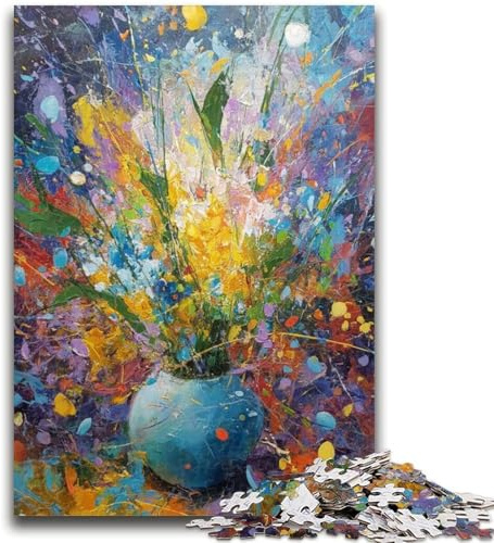 Puzzles pour Adolescents 1000 pièces Fleurs Sauvages dans Un Vase 1000 pièces pour Adolescents, séjournez pour Tuer Le Temps avec des pièces entièrement emboîtables de Formes aléatoires (38x26cm)