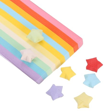 PATIKIL 1080 Sheets Origami Star Paper Strips, Pink/Red/Yellow/Blue/Green/Purple Paper Star Strips for Decoration DIY Hand Art Crafts, 8.6x1/2 Inch