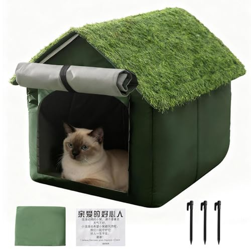 Haustierhaus, Winter-Katzenhütte, Outdoor-Katzenhütte, isoliertes, wasserabweisend, warmes Bett für Wilde streunende Katzen und Kleintiere, Versteck für Balkon, Spielen und Schlafen, isoliert