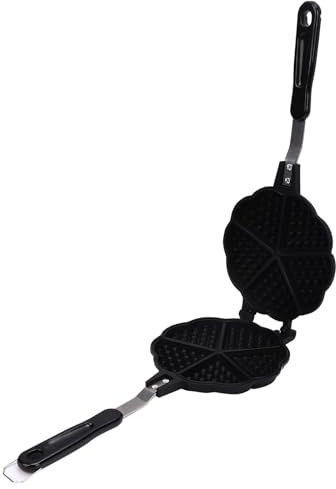 Luocute Pentola per Waffle a Forma di Cuore, 5 Piastre per Waffle in Alluminio Pressofuso Antiaderente per Mini a Forma di Cuore, con Design Leggero Facile da Pulire per Colazione in