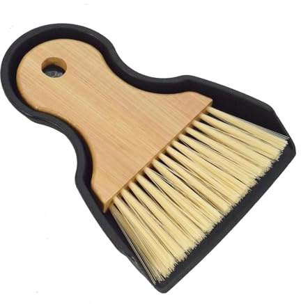 Ruispeed Mini Escoba y recogedor portátil con Mango de bambú, Limpiador de Migas pequeño para el hogar, baño, Cocina, Interior del Coche, Oficina, áreas de Mascotas (Negro)