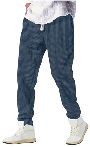 KHIRVWL Pantaloni Velluto Uomo Kirakuco Pantalone Giapponesi a Coste Largo Taglio Dritto Modello con Vita Jogging Streetwear Baggy Elasticizzati Elastica Pantaloni Casual Pantalone S-3XL