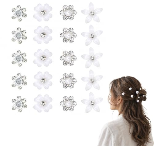 ZEMINRI 20 PCS Silver Hair Clips with Rhinestones Bridal Hair Accessories