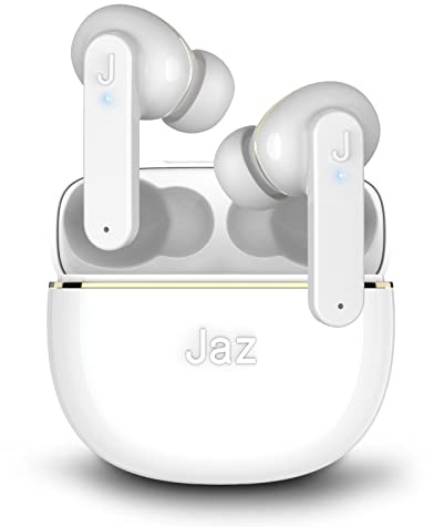 JAZ Auricolari Loop Tws TrueWireless Stereo Bianco, In-Ear, Basetta da 400 Mah Ricaricabile Senza Fili, Tasti per Gestionedi Musica e Chiamate, Microfono Integrato