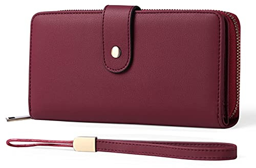 GAEKEAO Portefeuille Femme Cuir Synthétique, Grande capacité Porte Monnaie avec RFID Blocage, Porte-chéquiers Porte-Cartes pour 14 Cartes