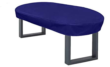 Premium Abdeckplane Oval 180x100x15 cm Essbank Sitzbank Holzbank Gartenmöbel Gartentisch Hülle Abdeckung Haube Schutzhülle Abdeckhaube 900 D, 500 g/m², 6.000 mm Wasserbeständigkeit Dunkelblau