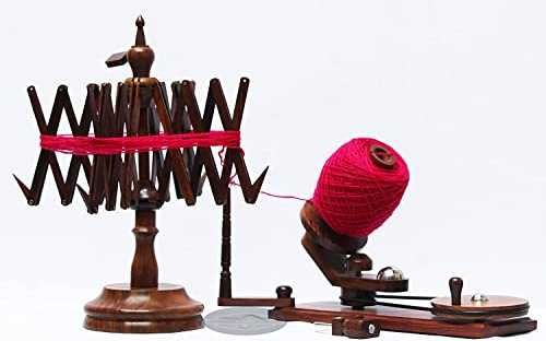 Craftworks Wickel- und Abgabezubehör, natürlicher Knäuelwickler, Garnwickler aus Holz, handbetrieben, große Größe, ideal für den harten Einsatz, Häkel- und Strickzubehör (Palisander-Kombination)
