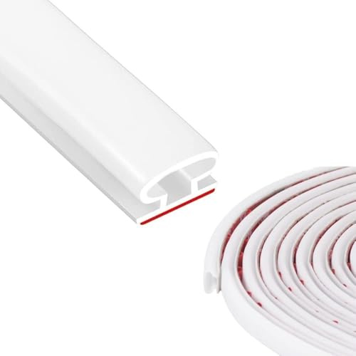 8M D-Shape Rubber Weather Stripping Seal Strip, Self-Adhesive Backing, White - Soundproofing for Door Frame Insulation, Large Gap