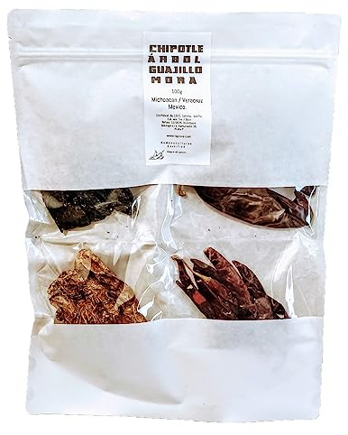 Pack de chile Chipotl, Árbol, Mora, Chili Guajillo 100 g de México para salsas