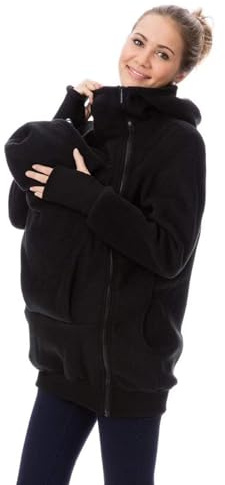 HAZARA3-in-1-Frauen-Schwangerschaftsjacke, warme Känguru-Softshell-Kapuzenjacke, Tragejacke, verdickte, modische Mutterschaftsmode, Winterjacke-eisenhaltig||M