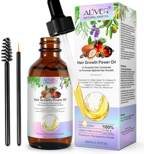 Black Castor Rosemary Batana Essential Oil for Hair Growth, 100% Pure Natural Organic 11 Powerful Hair-growing Mixed Strengthening Oil for Hair Care, Skin, Face, Aromatherapy - All Hair Types, 60ml