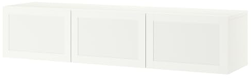 BESTÅ TV-Bank mit Türen, 180x42x38 cm, Weiß/Hanviken Weiß