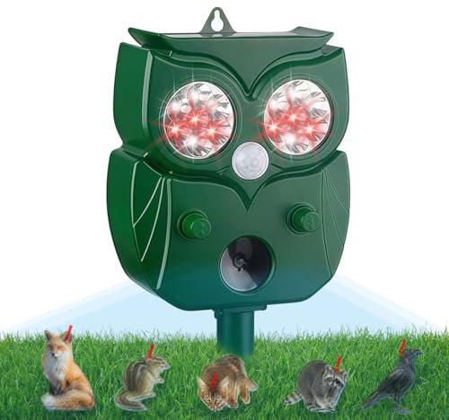 Repellente per Gatti, Dissuasori per Piccioni, Ultrasuoni Repellente Gatti Solare con Flash LED, Ultrasound Repellente per Animali, IP65 Impermeabile per Cani, Uccelli, Topi, Volpi