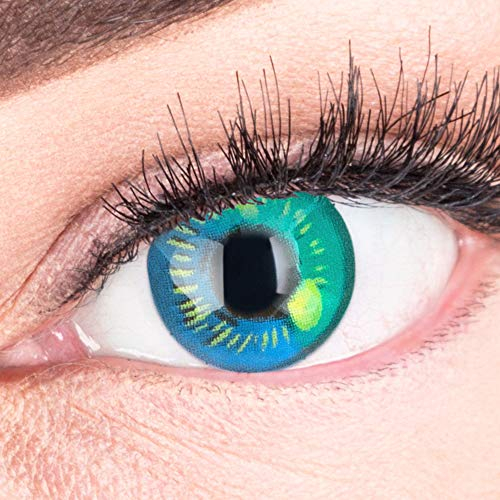Farbige Hellblaue Kontaktlinsen Anime Türkis Circle Lenses Heroes Of Cosplay Stark Deckend Ohne Stärke mit gratis Linsenbehälter