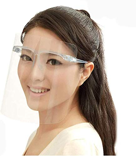 KAV - Transparent Plastic Full Visor | Full Face Protective Splash Shield | Face Shield |Protective Visor with Glasses Frame Both Sides | Film MUST Be Peeled Off | UK STOCK (4)