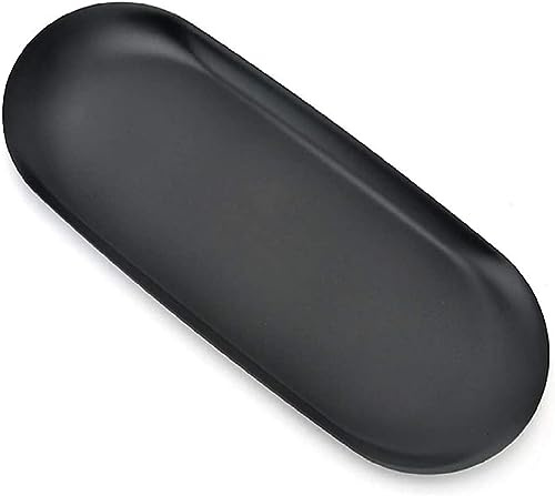 Edelstahl Serviertablett Schwarz Schmuck Ständer Ovale Kosmetik Tabletts | 17.9x8.5cm Kerzen Teller Süßigkeiten Snacks Tablett