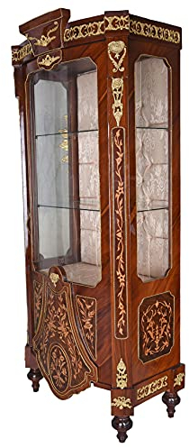 XXL Vitrine Barock Vitrinenschrank Antik Intarsien Schrank Glasvitrine Bücherregal 190cm cat834 Palazzo Exklusiv