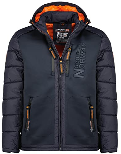 Geographical Norway Beachwood Men - Abrigo Para Hombre Resistente Viento - Chaqueta Acolchada Calor - Jacket Forro Impermeable Exterior (Marina 3XL)
