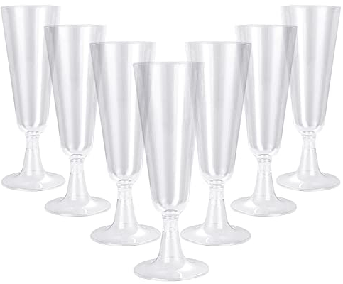 JMIATRY 100 Pcs Multi-Use Champagne Flutes, 160ml/5.6oz Plastic Champagne Flute, Clear Champagne Glasses Great for Wedding, Christmas, Birthday Party and Daily Use