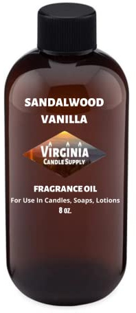 Sandalwood Vanilla Fragrance Oil (8 oz Bottle) for Candle Making, Soap Making, Tart Making, Room Sprays, Lotions, Car Fresheners, Slime, Bath Bombs, Warmers…