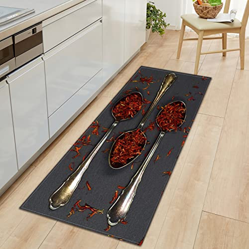 TFLABS Teppich Läufer Gewürze & Tischkultur KüChenteppich Waschbar rutschfest Teppich Küche, Teppichläufer Küchenläufer für Flur, Küche, Schlafzimmer 50 x 160cm