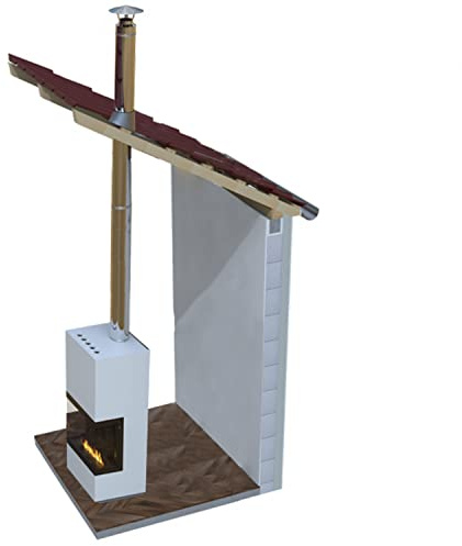 Kit conduit de cheminée intérieur milieu de pièce ø 150 mm - Longueur 4 m - Inclinaison 30-45° - Toit toute matière (sauf tuile) - 25 mm d'isolation - Conduit de fumée double paroi