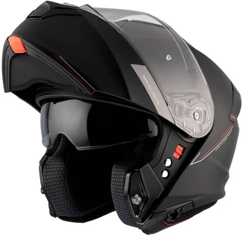 MT Genesis SV Negro Mate - Casco de Moto Modular Abatible con Visor Solar - Homologado ECE 22.06 (L)