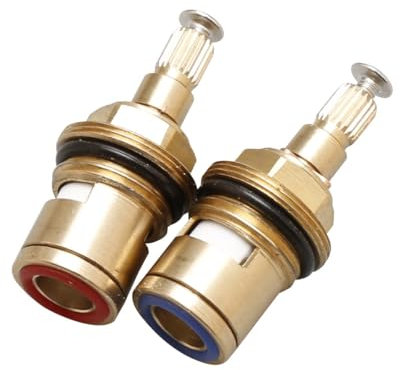 Tabanzhe 2 Piece Ceramic Faucet Cartridge Replacement Brass Tap Connector Repair Kit Brass Ceramic Disc Cartridge Insert for Kitchen Bathroom Taps