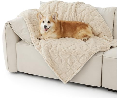 Bedsure Hundedecke für Haustier Hunde Katzen Welpen Weiche Warme Matte, flauschig und weich, Cremeweiß 100x120 cm