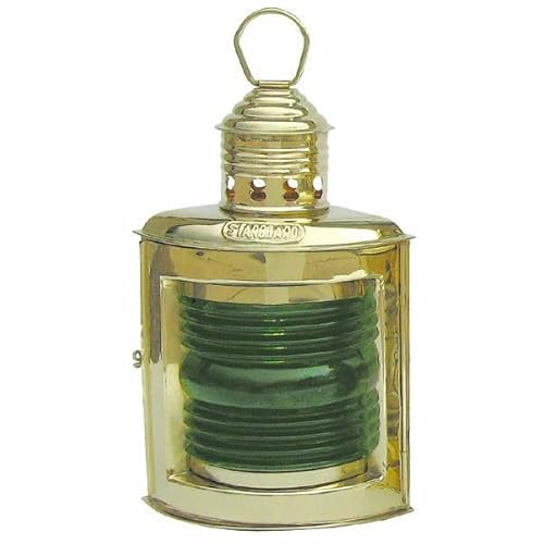 Petroleum Öl-Lampe ┼ Steuer bzw Backbordlampe ┼ farbiges Glas ┼ poliertes Messing (Steuerbordlampe)