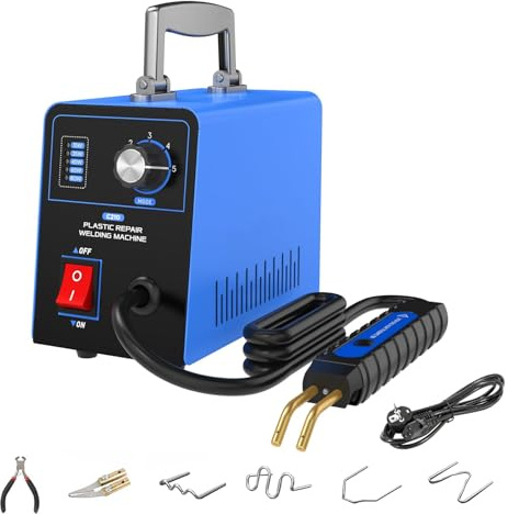 MOTOCOCHE Saldatore per Plastica 2-in-1 Saldatrice Plastica Kit Riparazione Paraurti Auto con 600pz 6 Tipi Graffette Saldatura Plastica per Riparazione Paraurti Auto