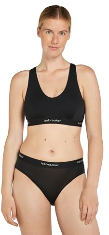 icebreaker Women’s Merino Blend 125 Cool-Lite Sprite Racerback Bra - Black - Large