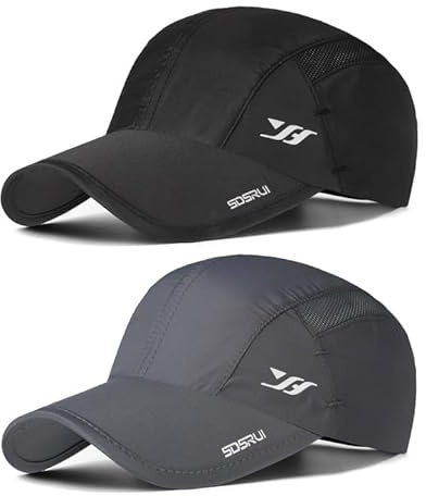 AYPOW 2-Pcs Gorra de Béisbol de Secado Rápido Transpirable, Hombres Mujeres Moda Ligera Plegable Sombreros de Sol para Deportes Al Aire Libre, Ajustable Gorro de Béisbol para Correr Senderismo, Unisex
