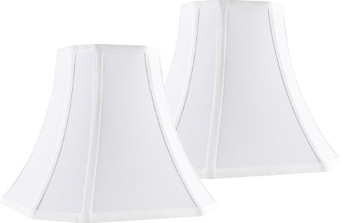 JERHOUS White - Ivory Square Cut Corner Bell Lamp Shade Set of 2 Medium Lampshade 6.5``Top×13``Bottom×10.6``Hight(Spider) Modern Lamp Shade for Table & Floor Lamp - Lampshade Replacement