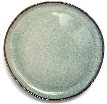 VIDI Piatto Abendessen Teller Set in Salbeigrün | 6-teiliges Geschirrset mit Asymmetrischem Design | Ø26.5 Steingut Geschirr set Ofen, Mikrowellen & Spülmaschinenfest | | Geschirrset 6 Personen