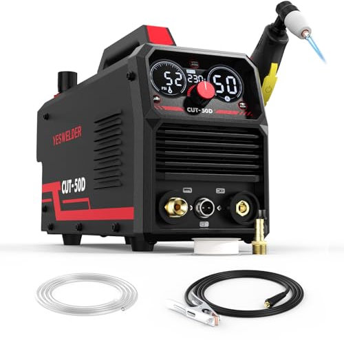 YESWELDER 50Amp Plasmaschneider HF, Nicht-Pilotlichtbogen Große LED Digitalanzeige, Max.Schneiden 20mm mit IGBT, 230V Plasmaschneidemaschine mit Postflow und 2T/4T