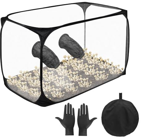 Mushroom Cultivation Still Air Box - Foldable Transparent Mushroom Grow Tent Kit, Mushroom Growing Kit Box with Gloves, Portable Mushroom Grow Bag for Mushroom Mycology Spores Scientist(90*60*60CM)