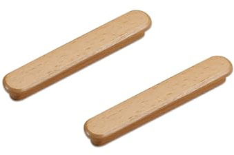 KOVNISE 2er Set Schrankgriffe Buche Massivholz Farbe Original Retro Rustikaler Stil schlicht für Schrank, Tür, Schublade, Kommode, Schublade, Holzschrank (96mm)
