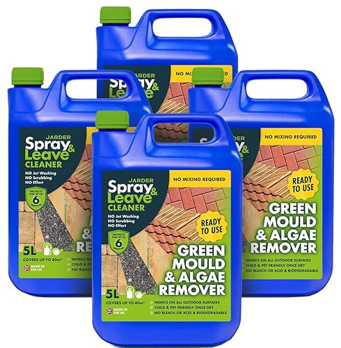 4 x 5 Litres Jarder Spray & Leave Ready to Use Patio Cleaner - Removes Green Mould and Algae. No Mixing Required - Covers 160 Square Metres.