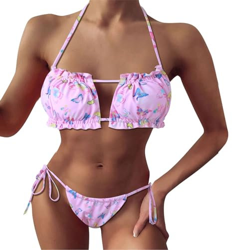 Sunfashion mintgrün damen,bikini one badeanzug speedo damen push up bikini set sexy meerjungfrauenflosse damen t Triangel Bikini ausgehöhlter Bikini-Bikini-Badeanzug für Damen String Bikini Schwarz (S