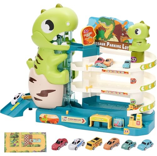 Ark miido Garage pour enfants, parking à trois étages avec ascenseur, garage pour 6 voitures, idée cadeau pour enfants de 2, 3, 4 et 5 ans